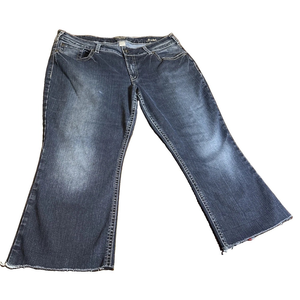 Silver Jeans Co Suki Women's W20 Dark Wash Bootcut Jeans 24" Inseam Raw Hem